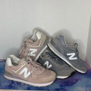 Two Pairs of New Balance Classic Suede Women’s 9 Dusty Rose Pink 574 & Gray 515